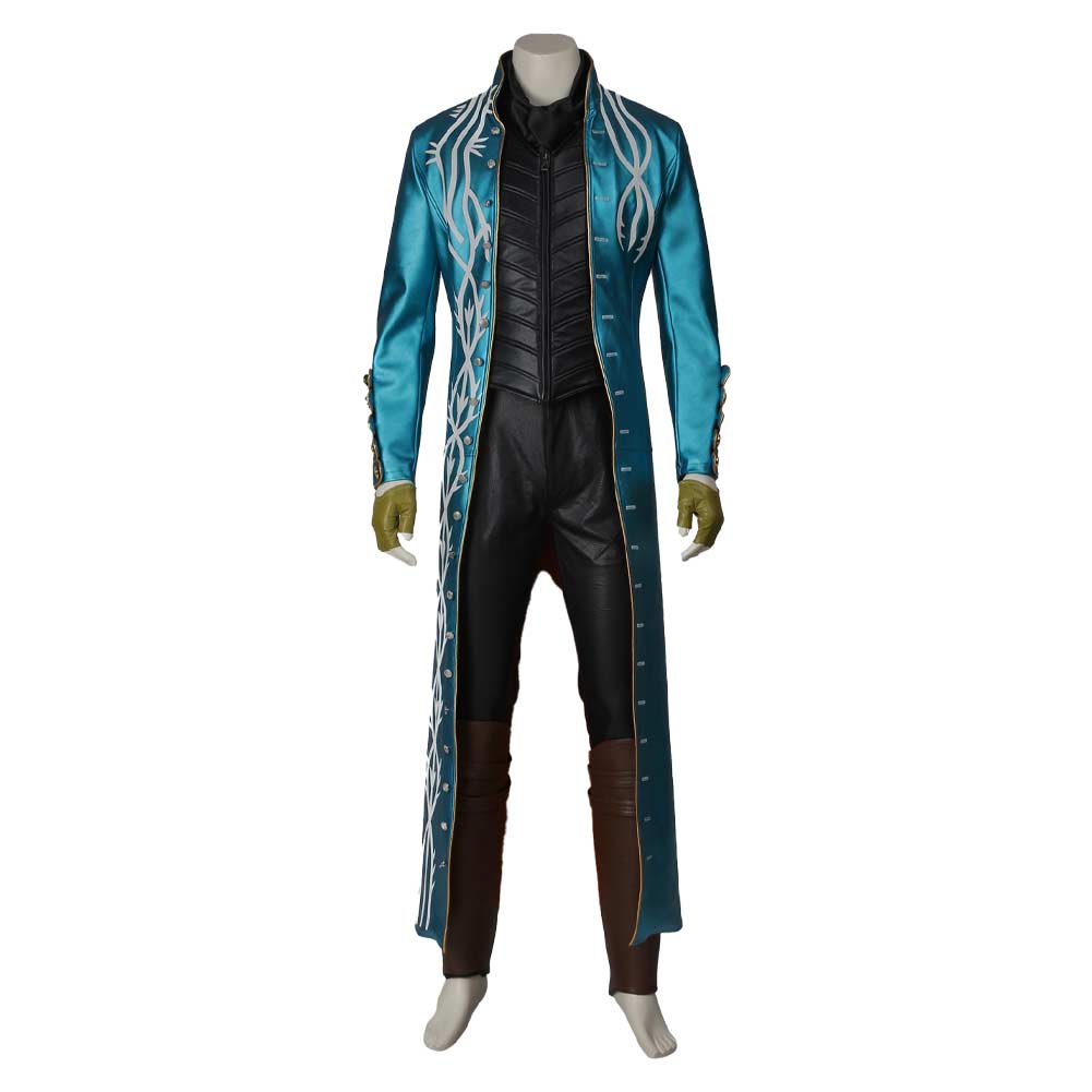 Devil May Cry 3 Vergil Blue Coat Fullset Outfits Halloween Carnival Cosplay Costume