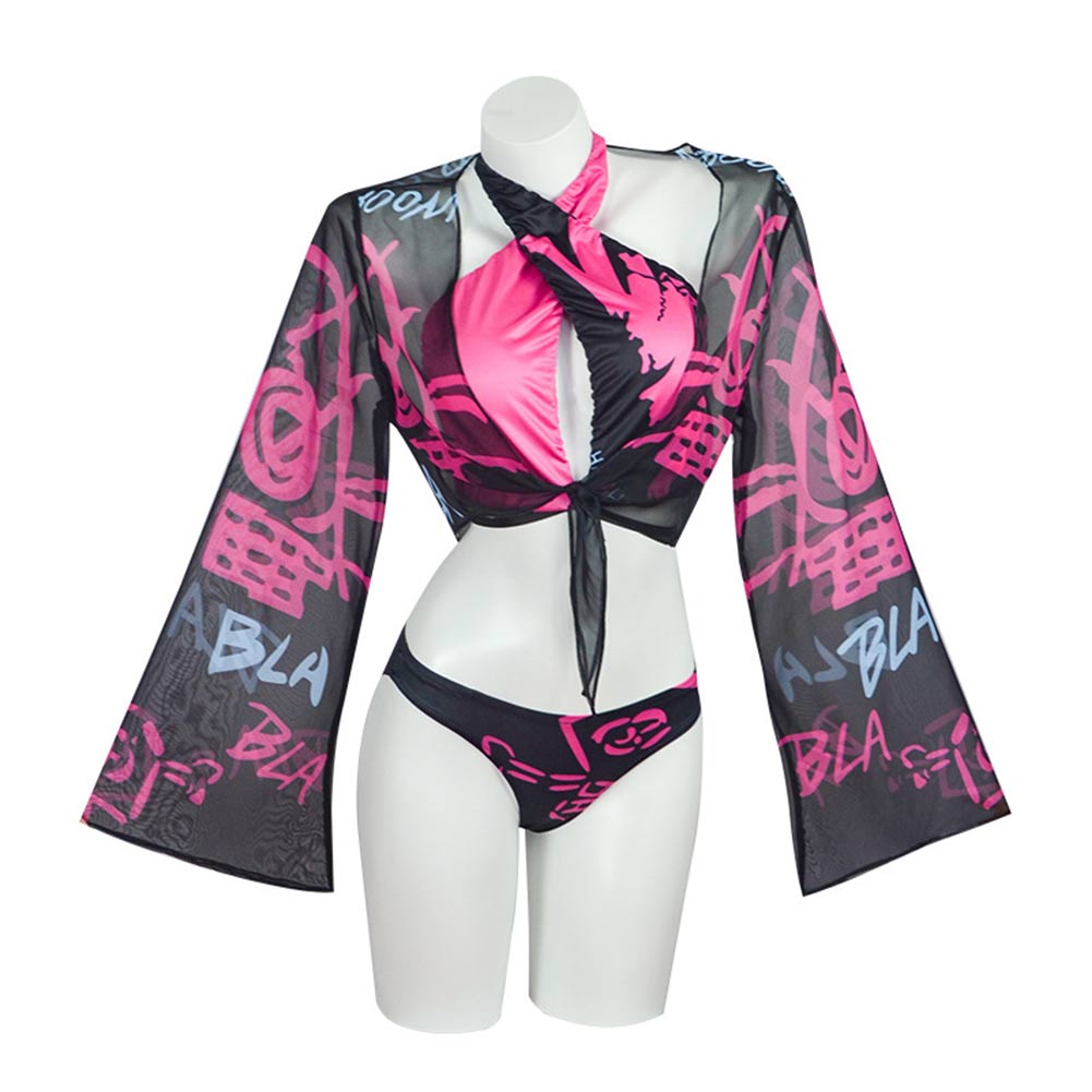 League of Legends Jinx Swimsuit Outfits Halloween Carnival Cosplay Costume