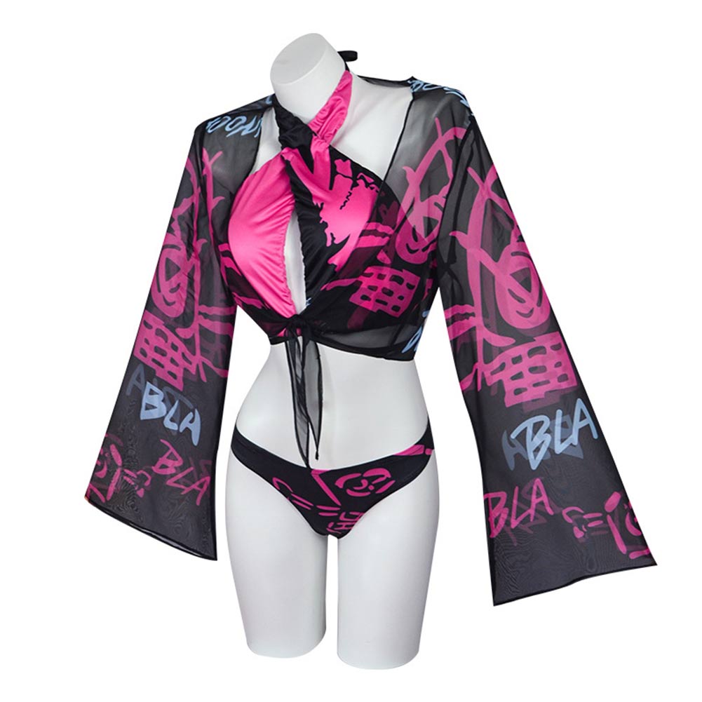 League of Legends Jinx Swimsuit Outfits Halloween Carnival Cosplay Costume