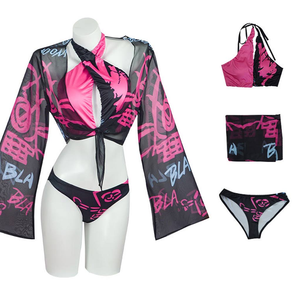 League of Legends Jinx Swimsuit Outfits Halloween Carnival Cosplay Costume
