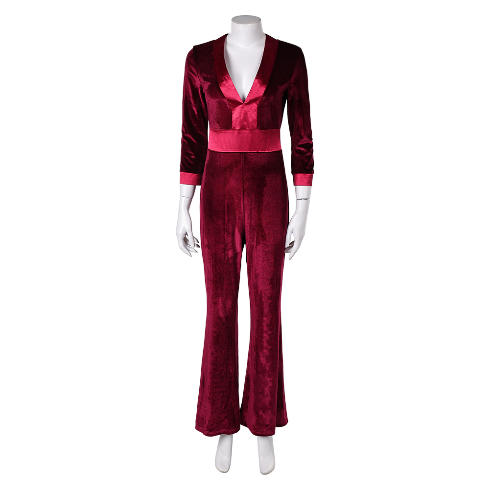 Drop (2025) Violet Women Red Velvet Jumpsuit Outfits Halloween Carnival Cosplay Costume