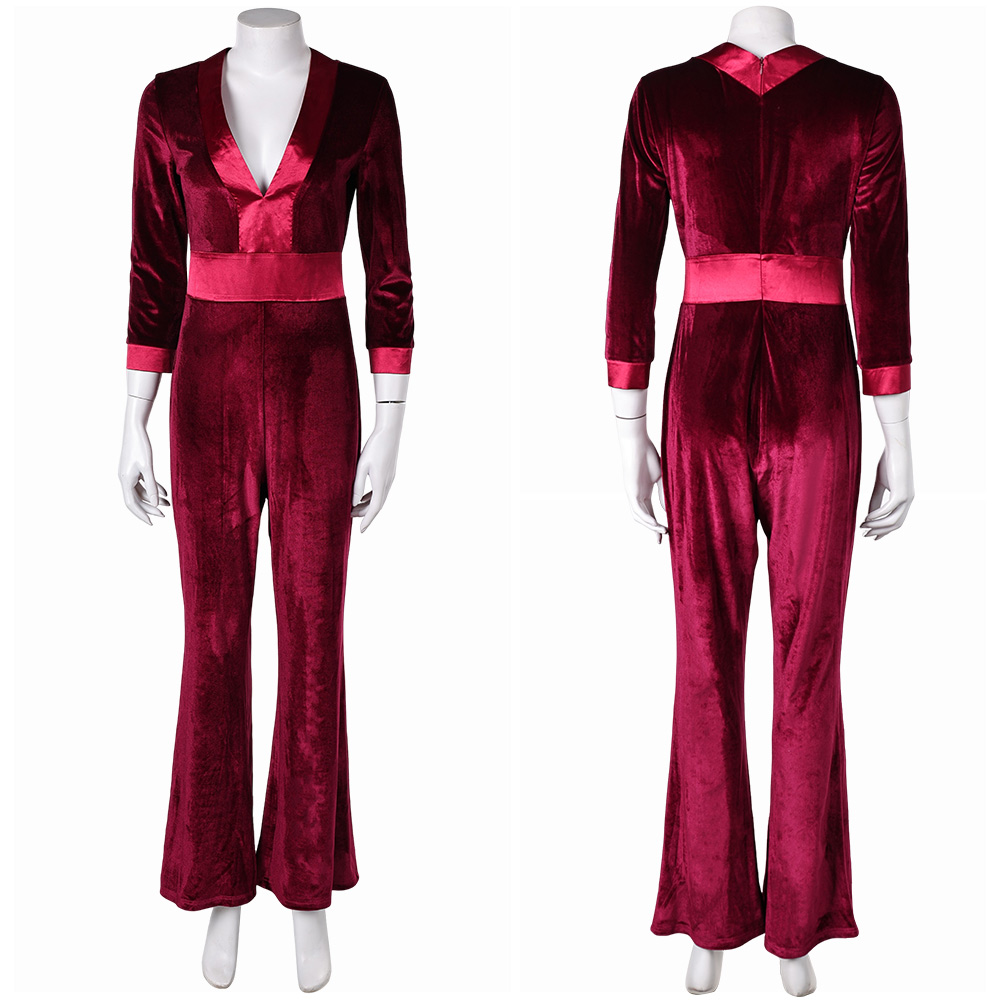 Drop (2025) Violet Women Red Velvet Jumpsuit Outfits Halloween Carnival Cosplay Costume