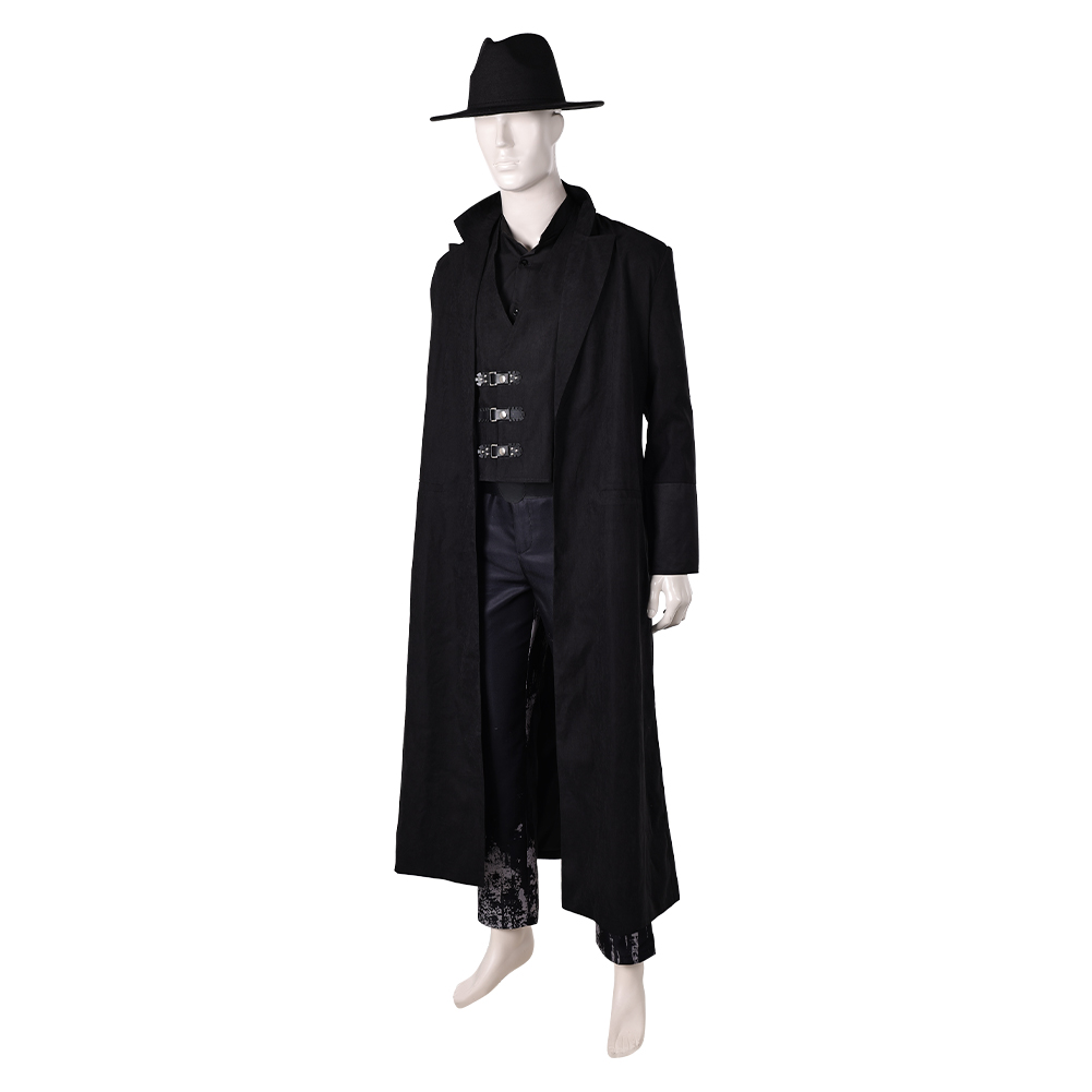 In the Lost Lands (2025) Boyce Men Black Overcoat Outfits Halloween Carnival Cosplay Costume