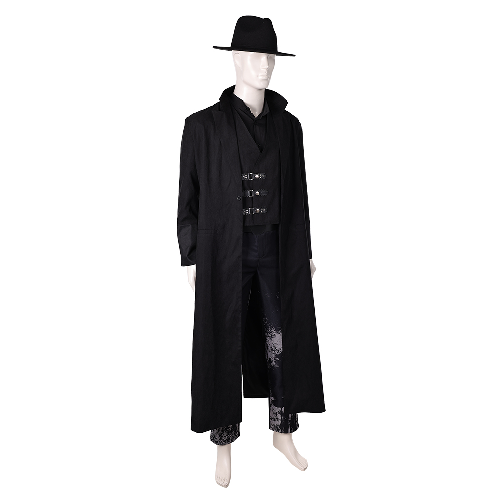 In the Lost Lands (2025) Boyce Men Black Overcoat Outfits Halloween Carnival Cosplay Costume