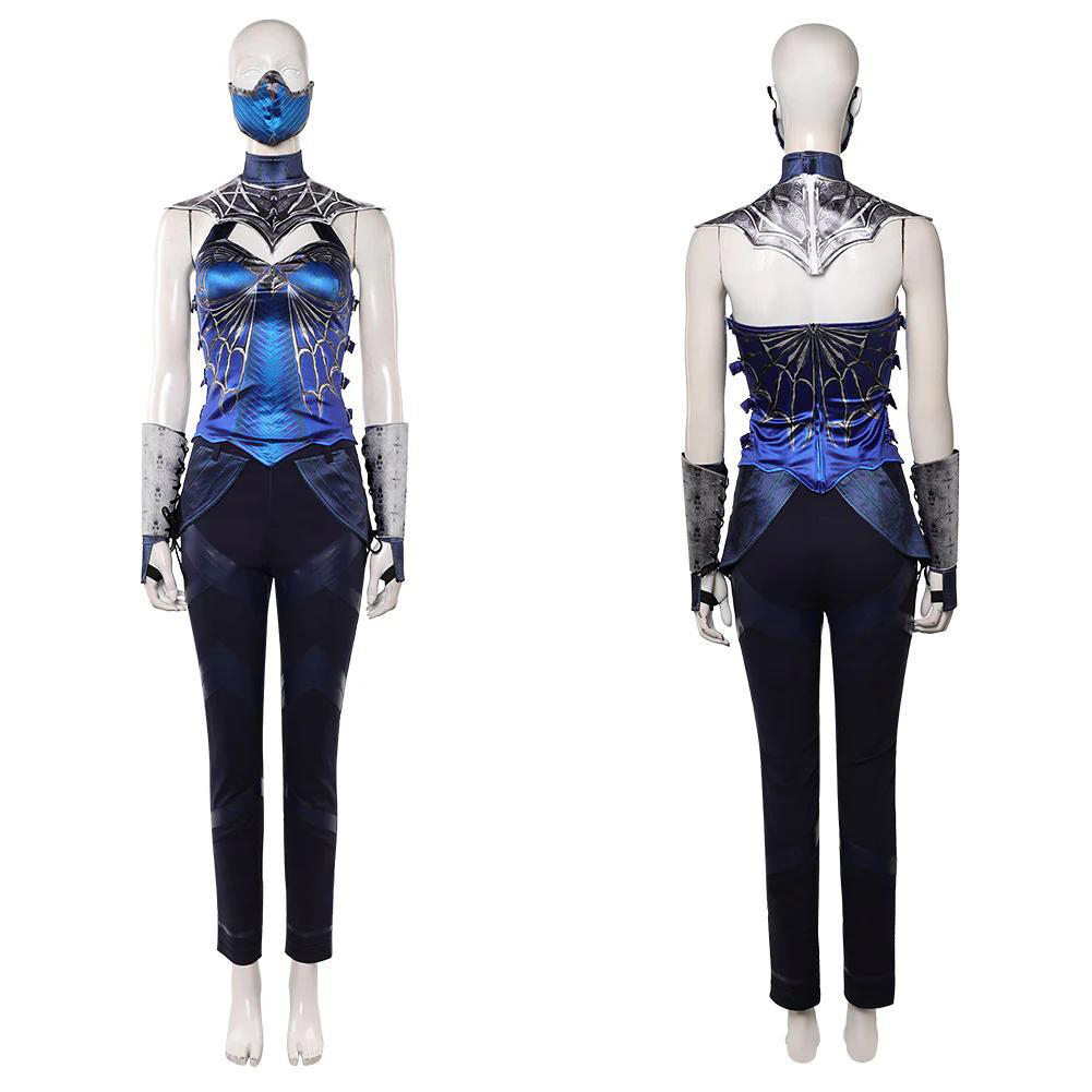 Mortal Kombat 2 Kitana Women Blue Outfit Halloween Carnival Cosplay Costume