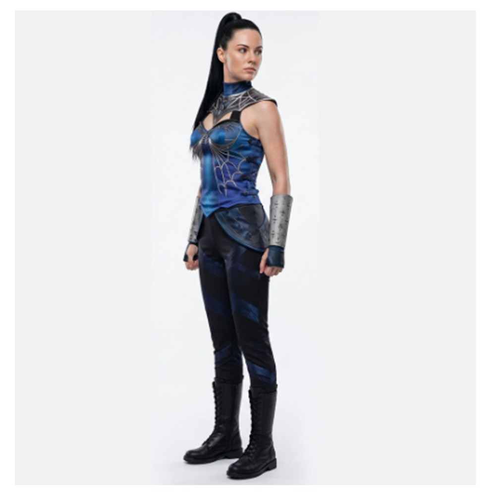 Mortal Kombat 2 Kitana Women Blue Outfit Halloween Carnival Cosplay Costume