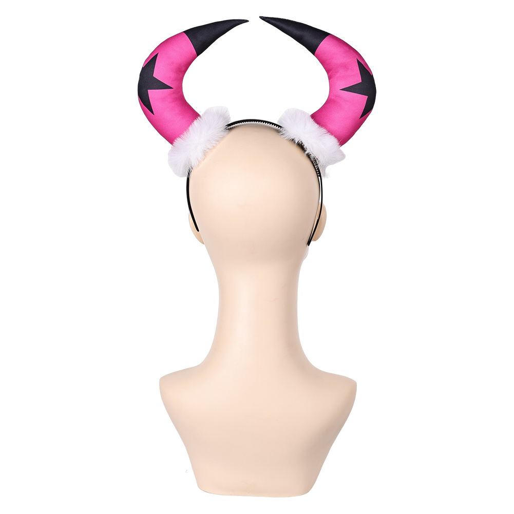 Helluva Boss Verosika Pink Star Horn Headband Halloween Carnival Costume Accessories