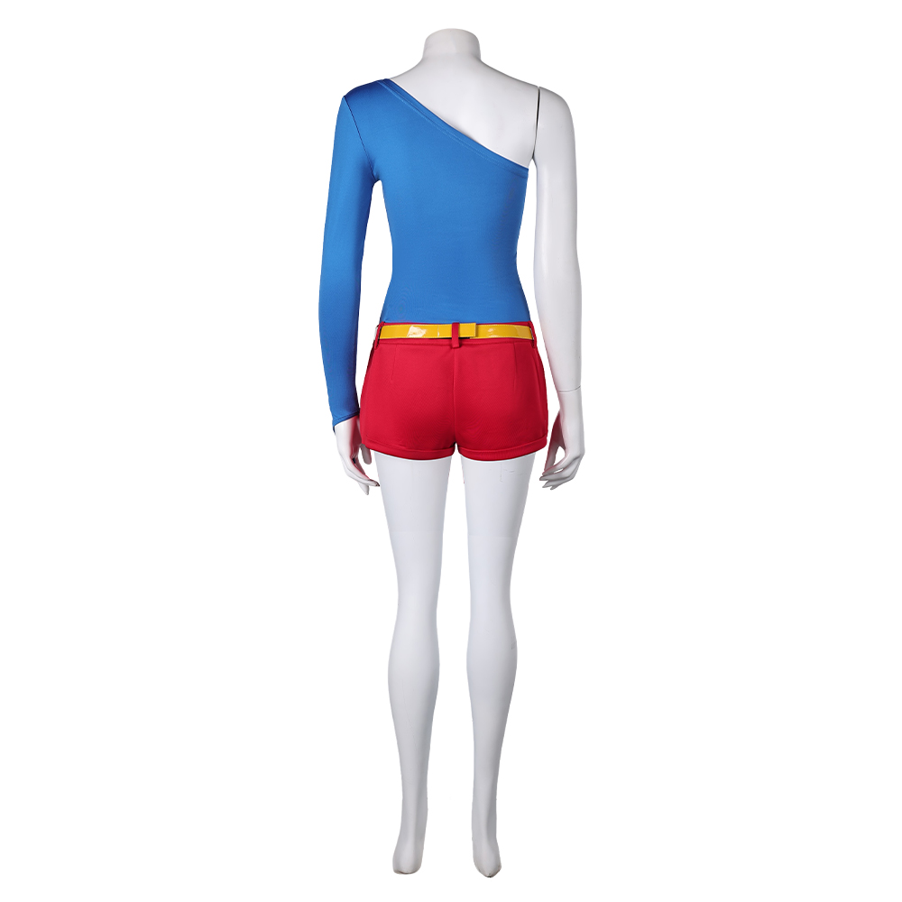 Harley Quinn: Season 5 Blue Off-shoulder Gym Suit Outfits Halloween Carnival Cosplay Costume