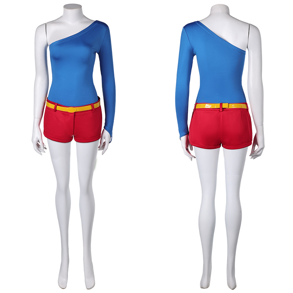 Harley Quinn: Season 5 Blue Off-shoulder Gym Suit Outfits Halloween Carnival Cosplay Costume