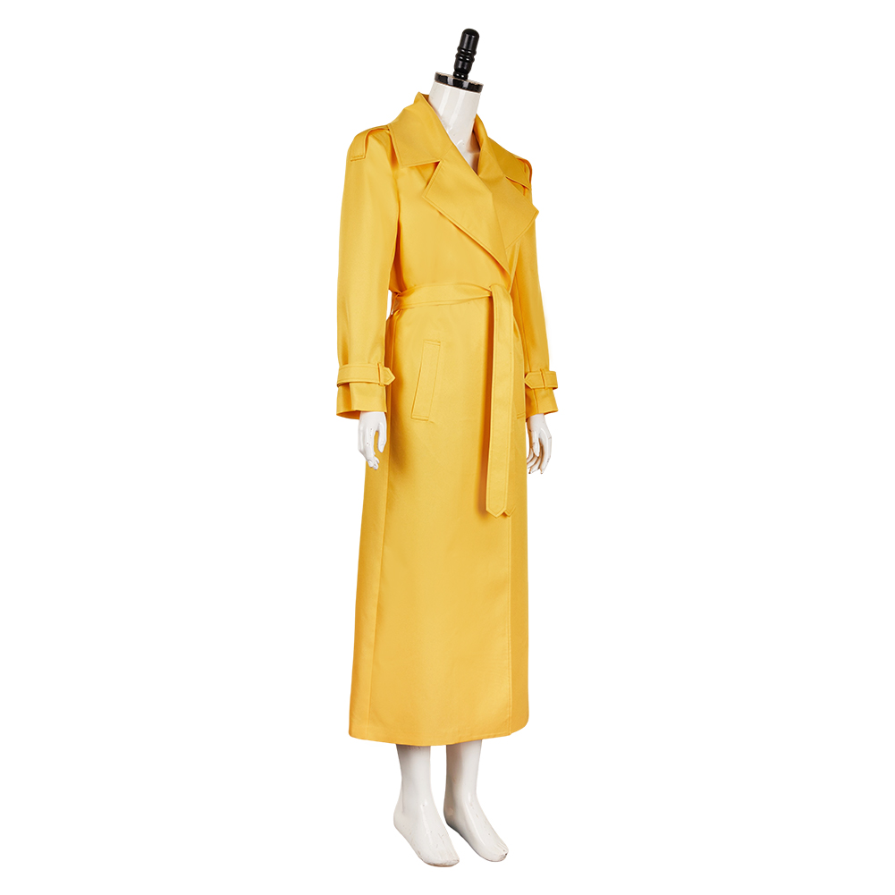 The Substance (2024) Elizabeth Yellow Coat Outfits Halloween Carnival Cosplay Costume