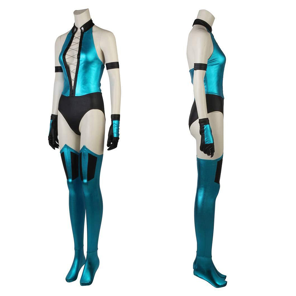 Mortal Kombat KITANA Women Blue Bikini Set Halloween Carnival Cosplay Costume