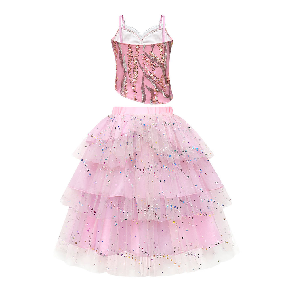 Wicked (2024) Glinda Kids Children Girl Pink Mesh Dress Outfits Halloween Carnival Cosplay Costume