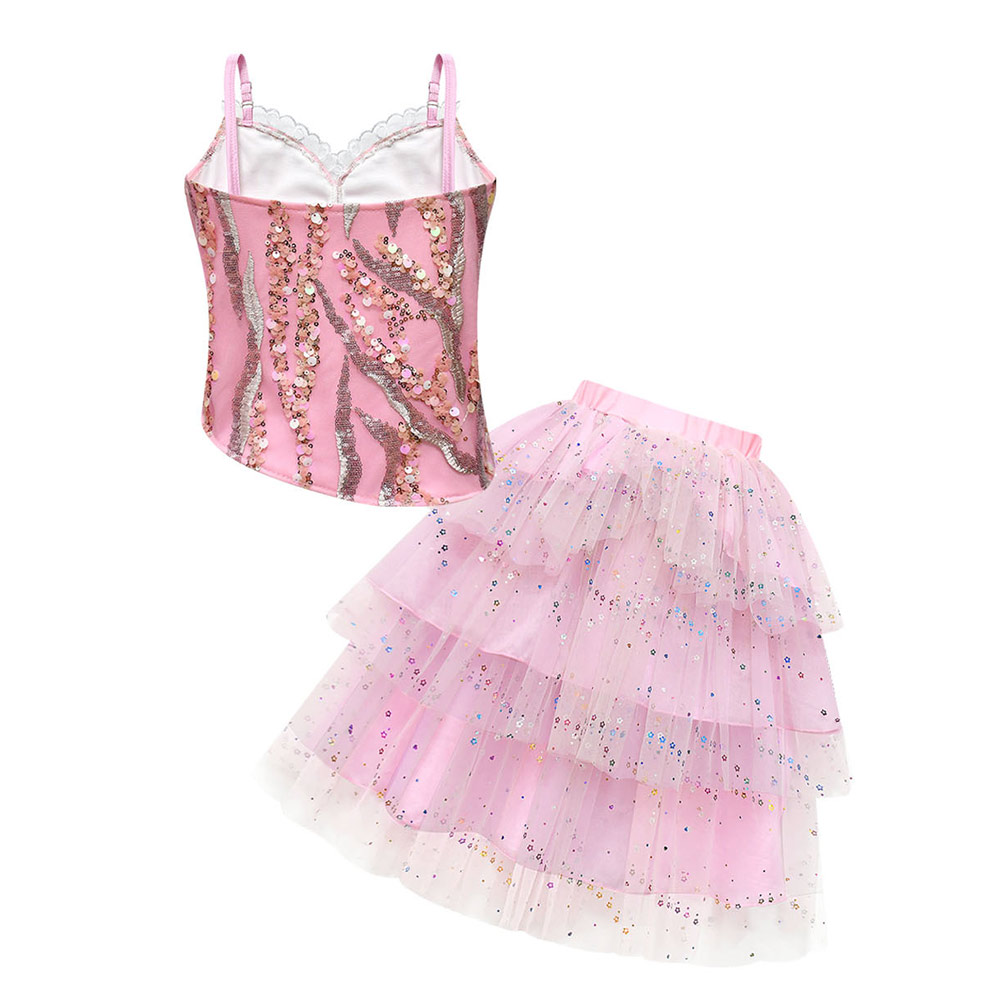 Wicked (2024) Glinda Kids Children Girl Pink Mesh Dress Outfits Halloween Carnival Cosplay Costume