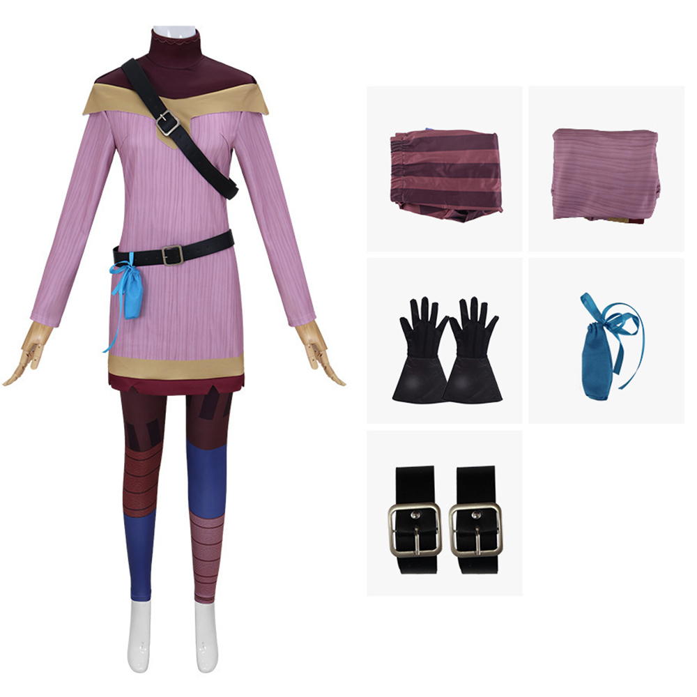 Tangled Cassandra Woman Pink Outfits Set Halloween Carnival Party Cosplay Costume