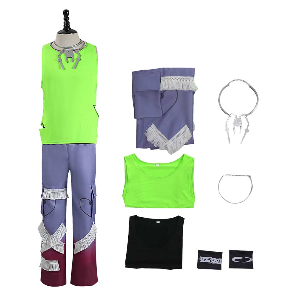 Alien Stage Till Men Green Vest Pants Outfits Halloween Carnival Party Cosplay Costume