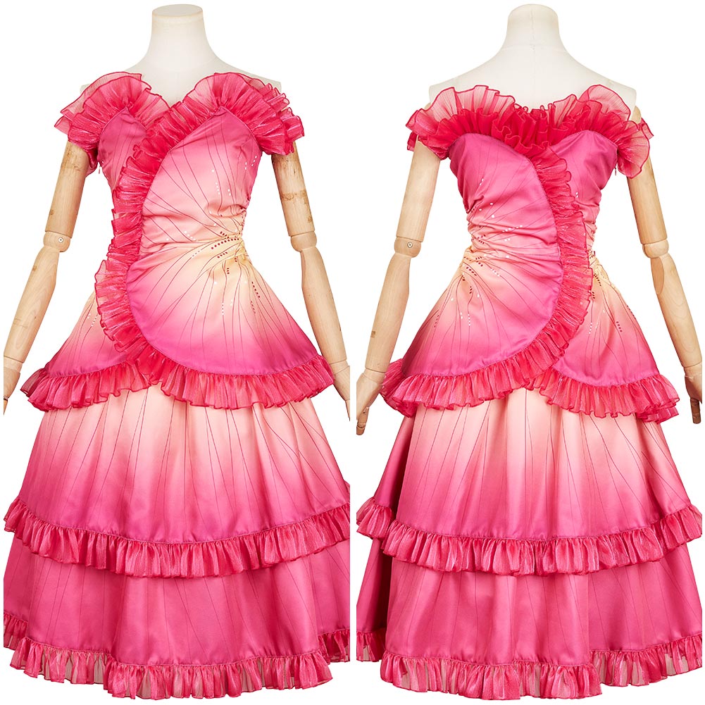Wicked (2024) Glinda Rosy Dress Halloween Cosplay Costume