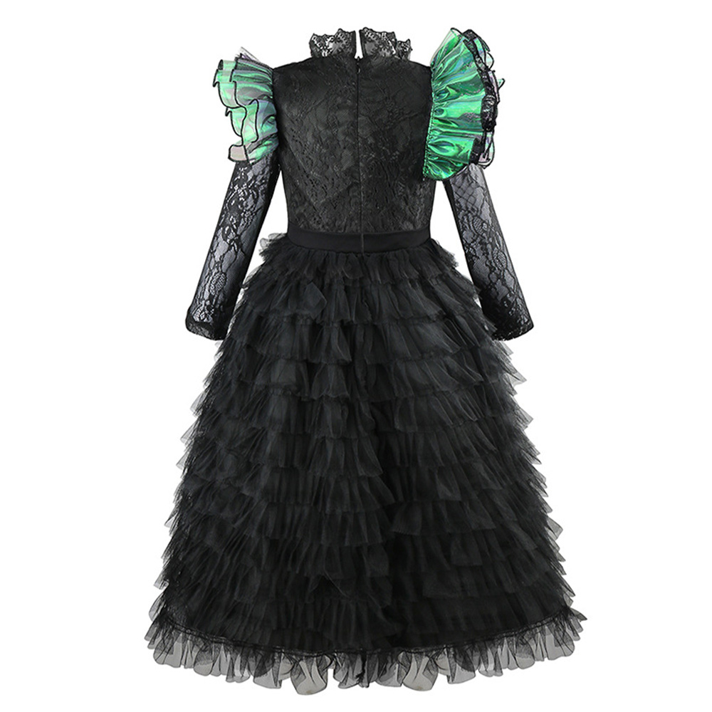 Wicked Elphaba Kids Children Black Lace Gown Halloween Carnival Party Cosplay Costume