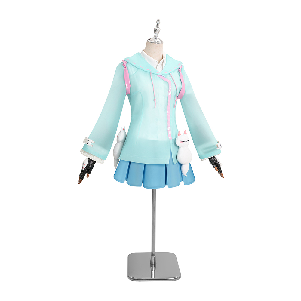 Overwatch Kiriko Rainy Day Skin Blue Coat Skirt Set Outfits Halloween Carnival Cosplay Costume