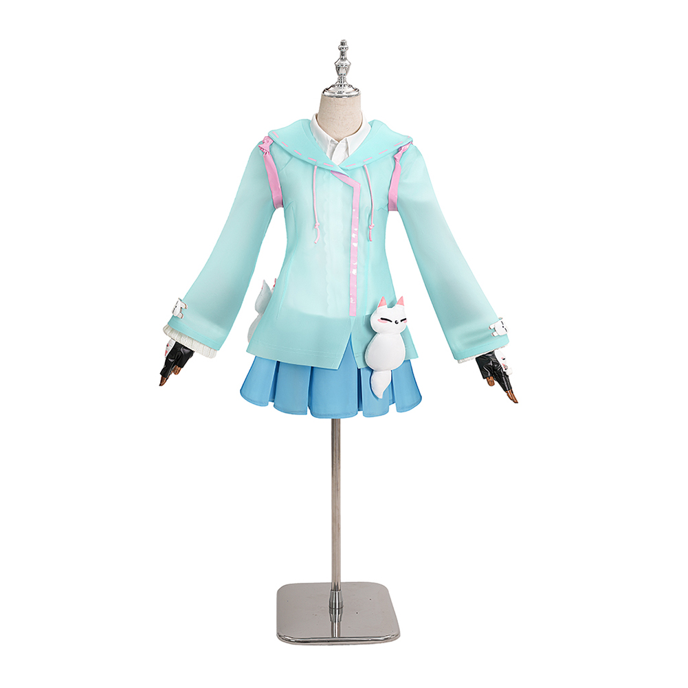 Overwatch Kiriko Rainy Day Skin Blue Coat Skirt Set Outfits Halloween Carnival Cosplay Costume