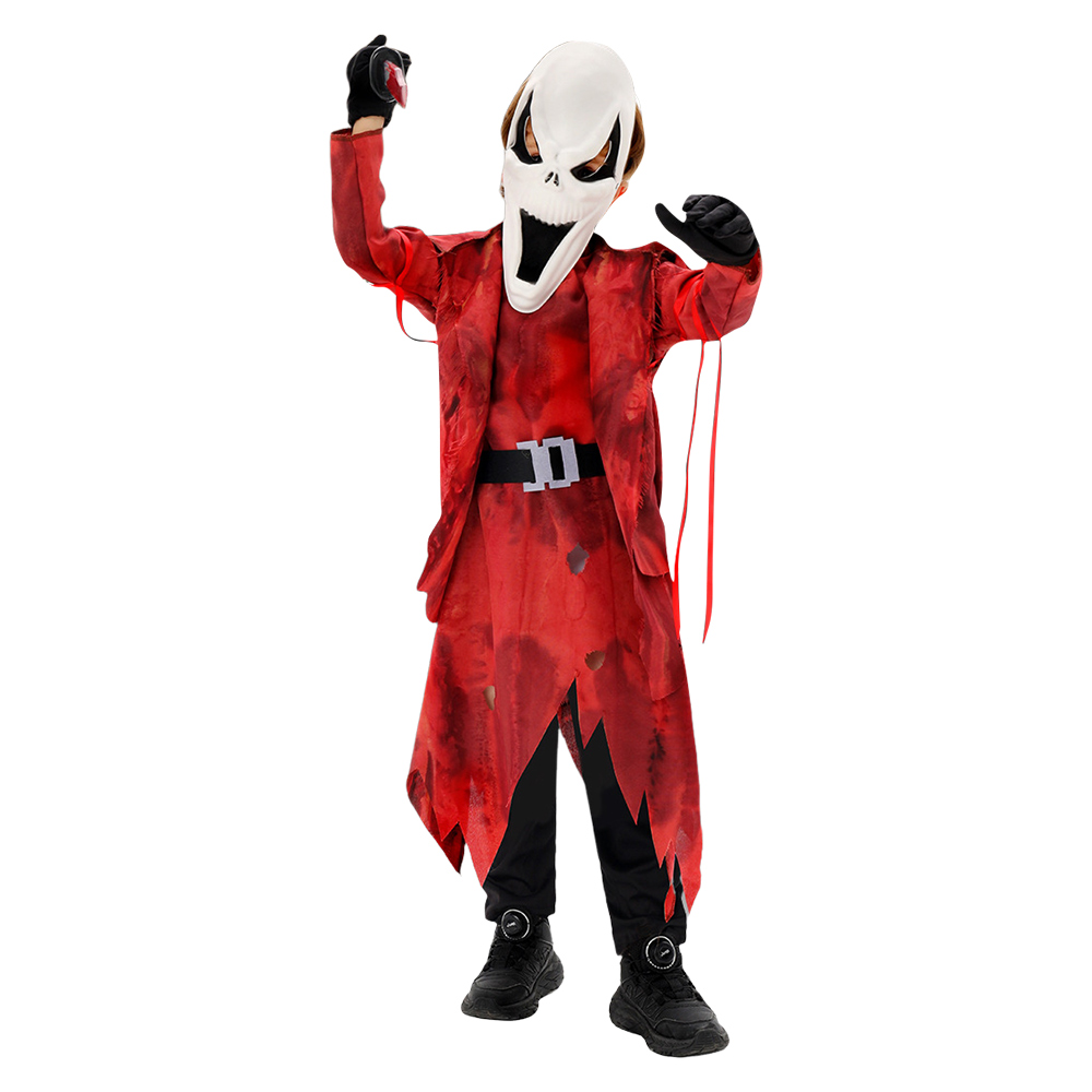 Dead by Daylight Ghost Face Kids Children Red Coat Mask Set Halloween Carnival Party Cosplay Costume