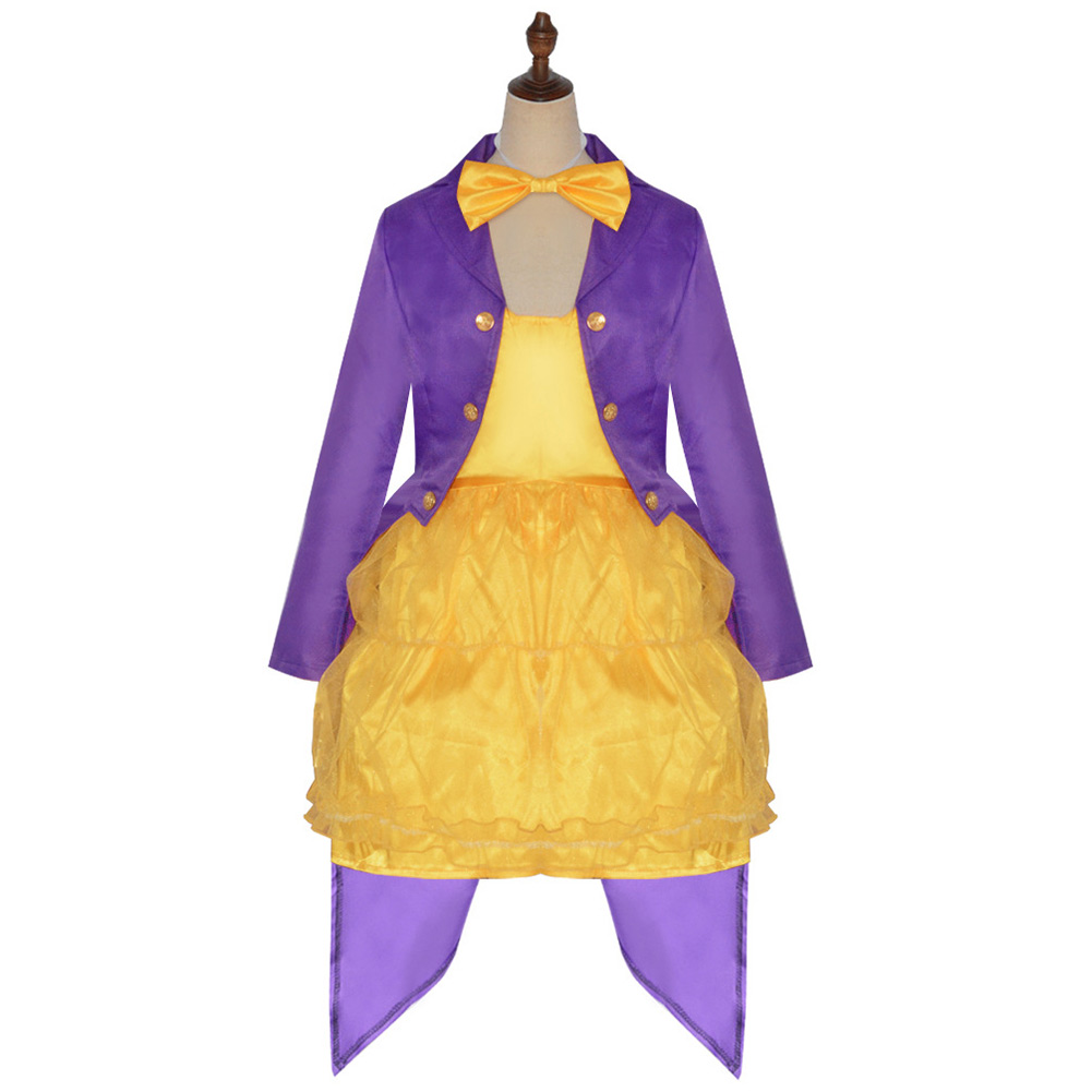 Willy Wonka Women Purple Mesh Tutu Skirt Outfits Halloween Carnival Cosplay Costume