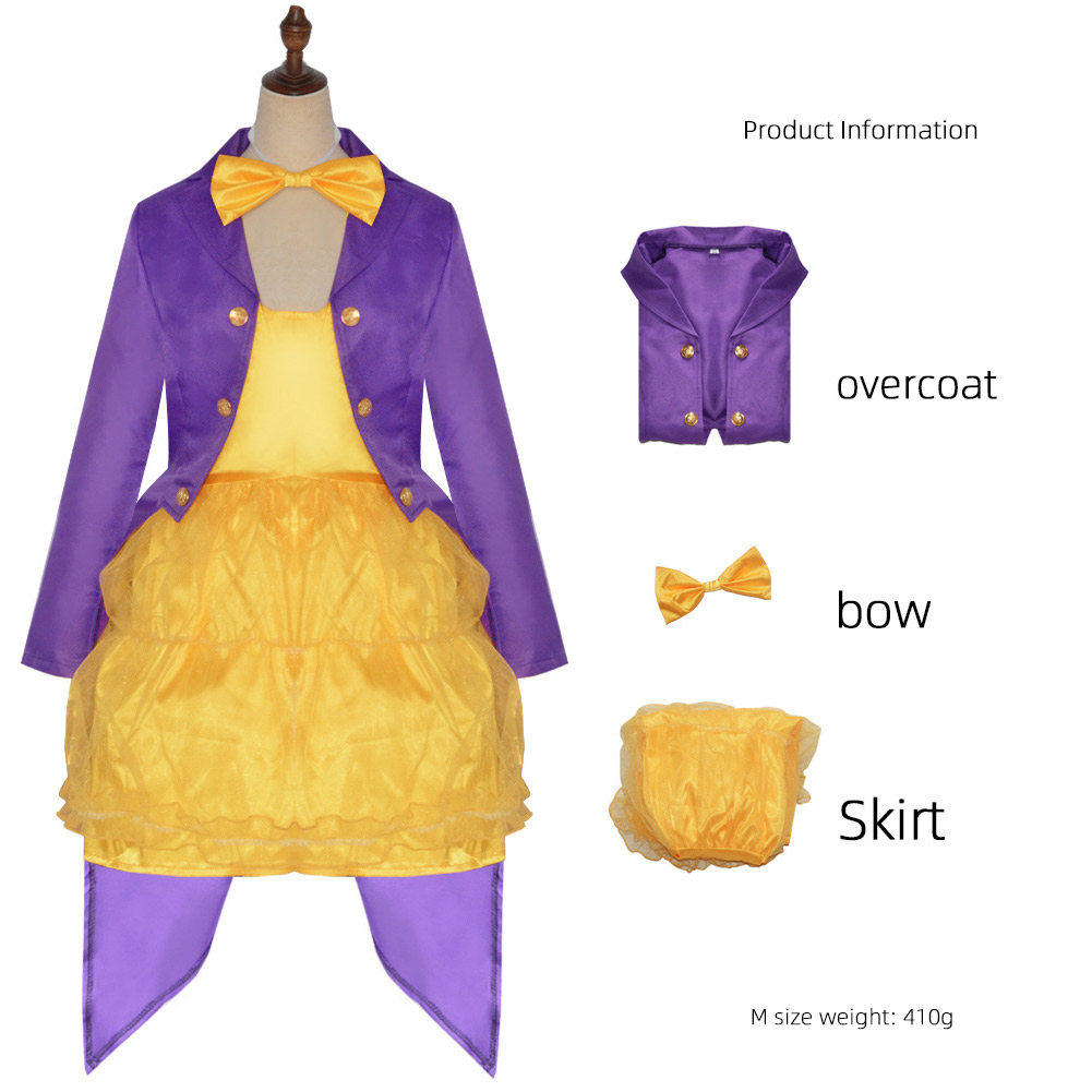 Willy Wonka Women Purple Mesh Tutu Skirt Outfits Halloween Carnival Cosplay Costume