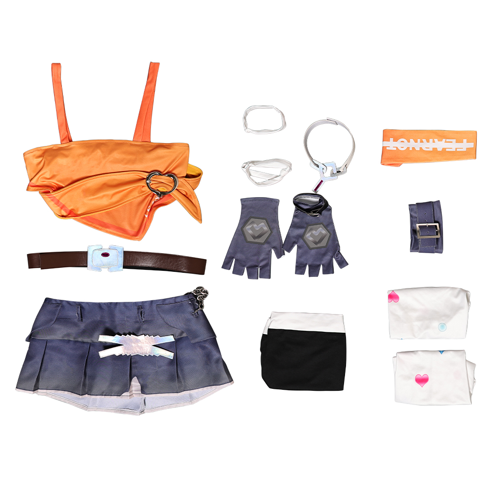 Overwatch Mercy LE SSERAFIM Women Orange Top Shorts Set Outfits Halloween Carnival Cosplay Costume