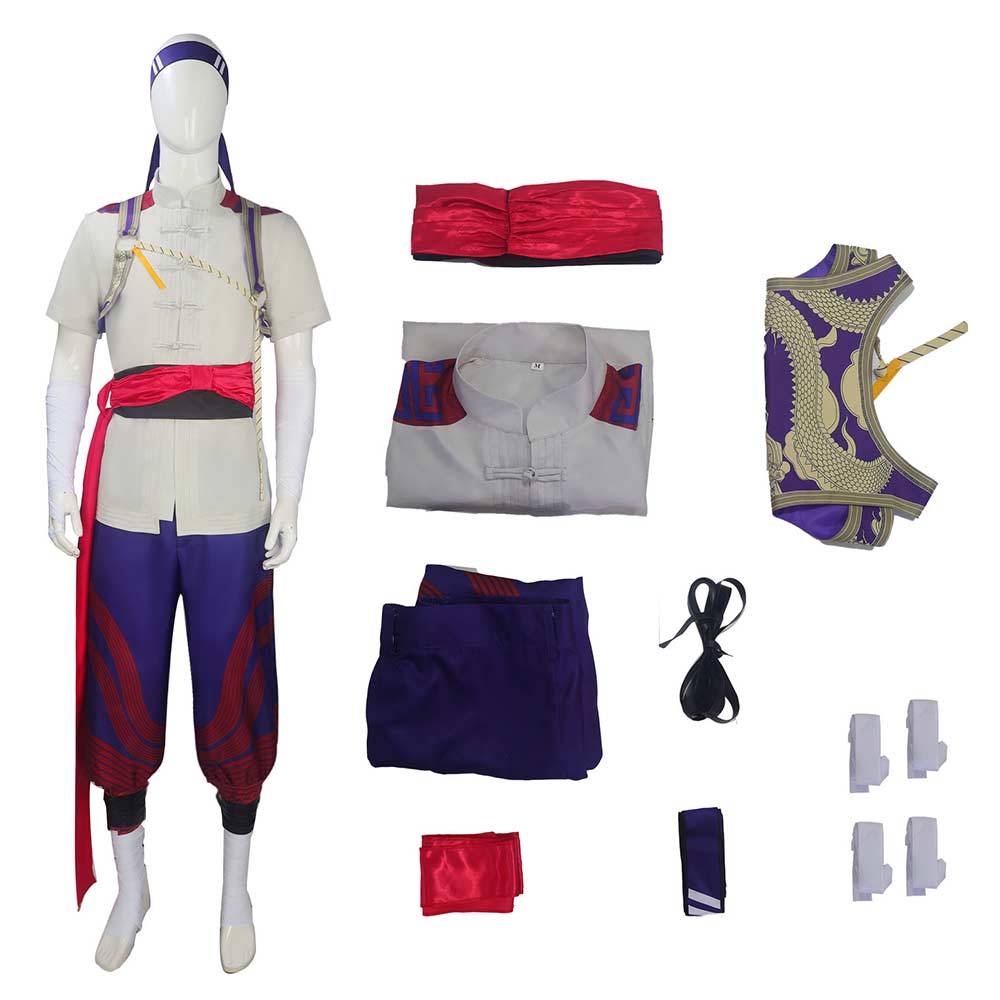 Mortal Kombat Fire God Liu Kang Gray Outfit Halloween Carnival Cosplay Costume