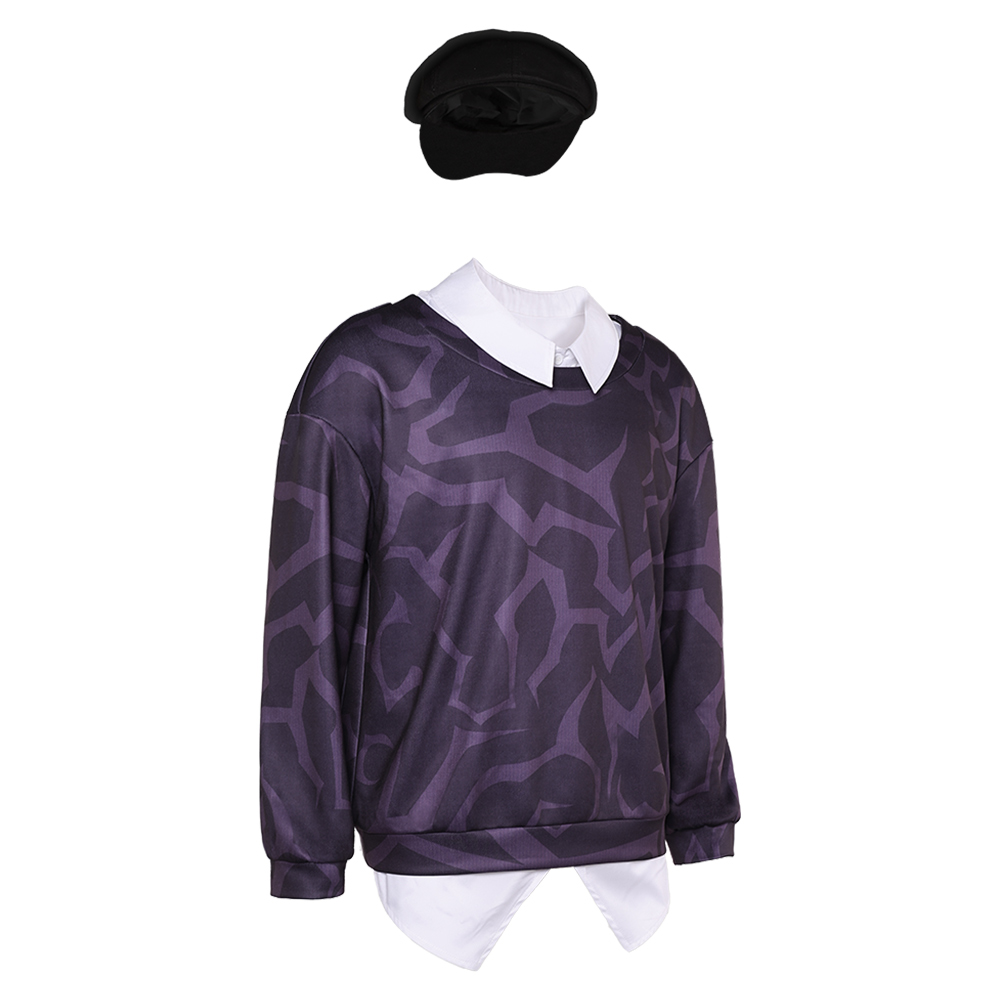 Kpop Demon Hunters Baby Saja Demonic Pattern Shirt Hat Set Halloween Carnival Party Cosplay Costume