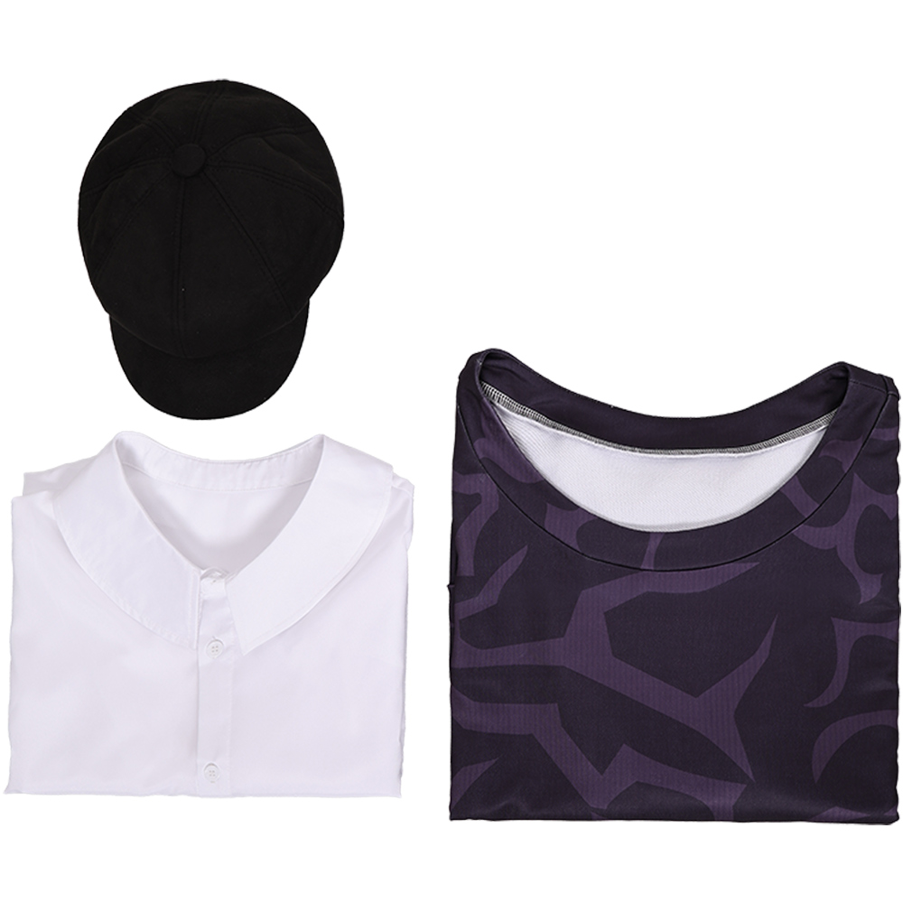 Kpop Demon Hunters Baby Saja Demonic Pattern Shirt Hat Set Halloween Carnival Party Cosplay Costume