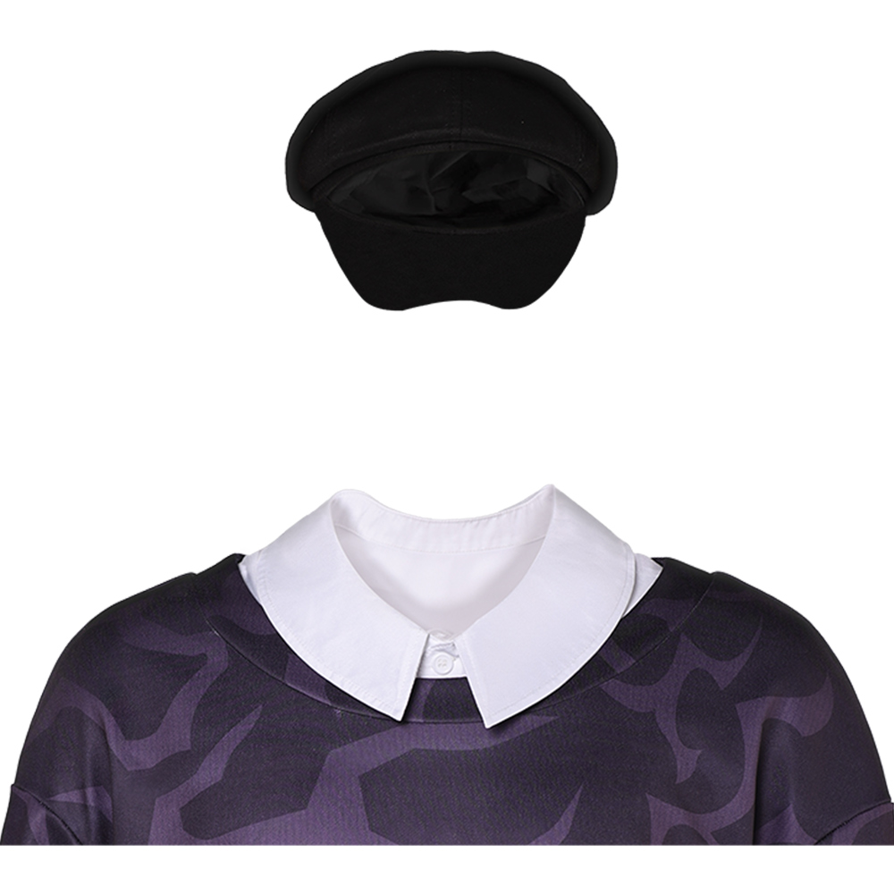 Kpop Demon Hunters Baby Saja Demonic Pattern Shirt Hat Set Halloween Carnival Party Cosplay Costume