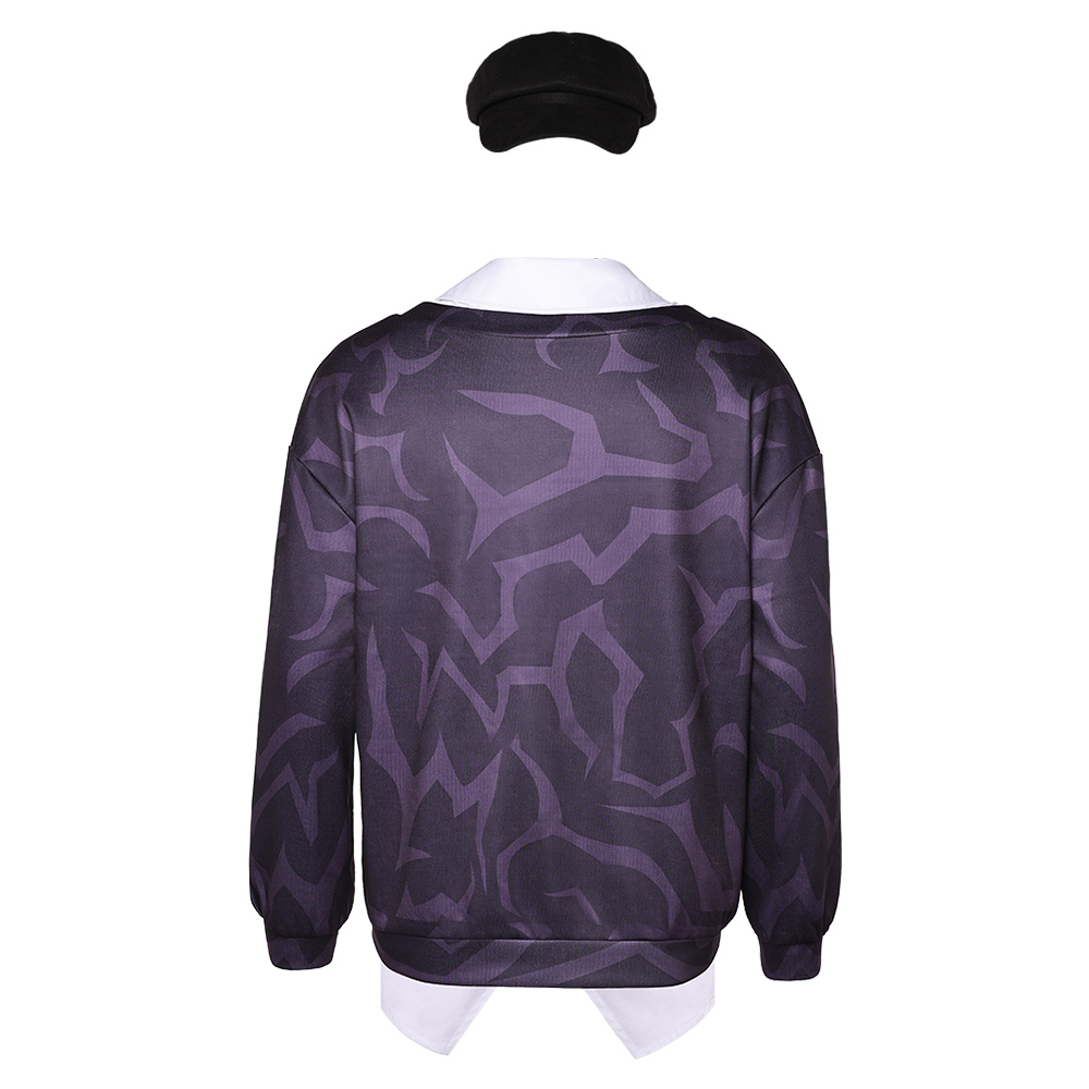 Kpop Demon Hunters Baby Saja Demonic Pattern Shirt Hat Set Halloween Carnival Party Cosplay Costume