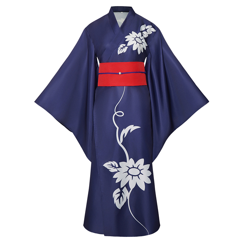 Cosmic Princess Kaguya Kaguya Women Blue Kimono Outfits Halloween Carnival Cosplay Costume