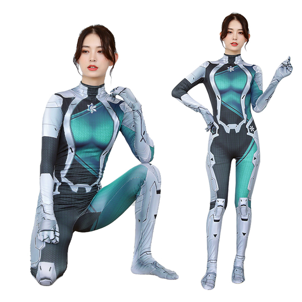 Luna Snow Women Blue Jumpsuit Outfits Halloween Carnival Cosplay Costume