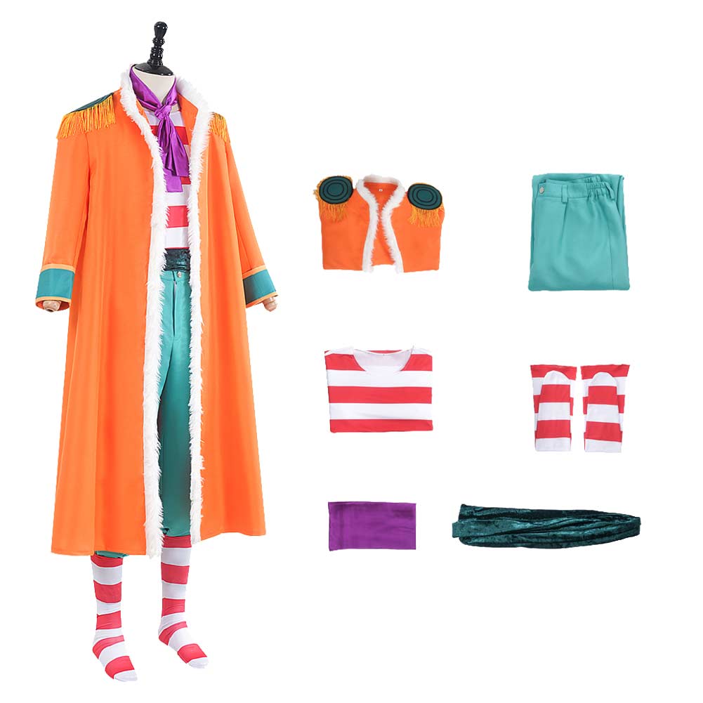 One Piece Buggy Orange Coat Outfits Halloween Carnival Cosplay Costume