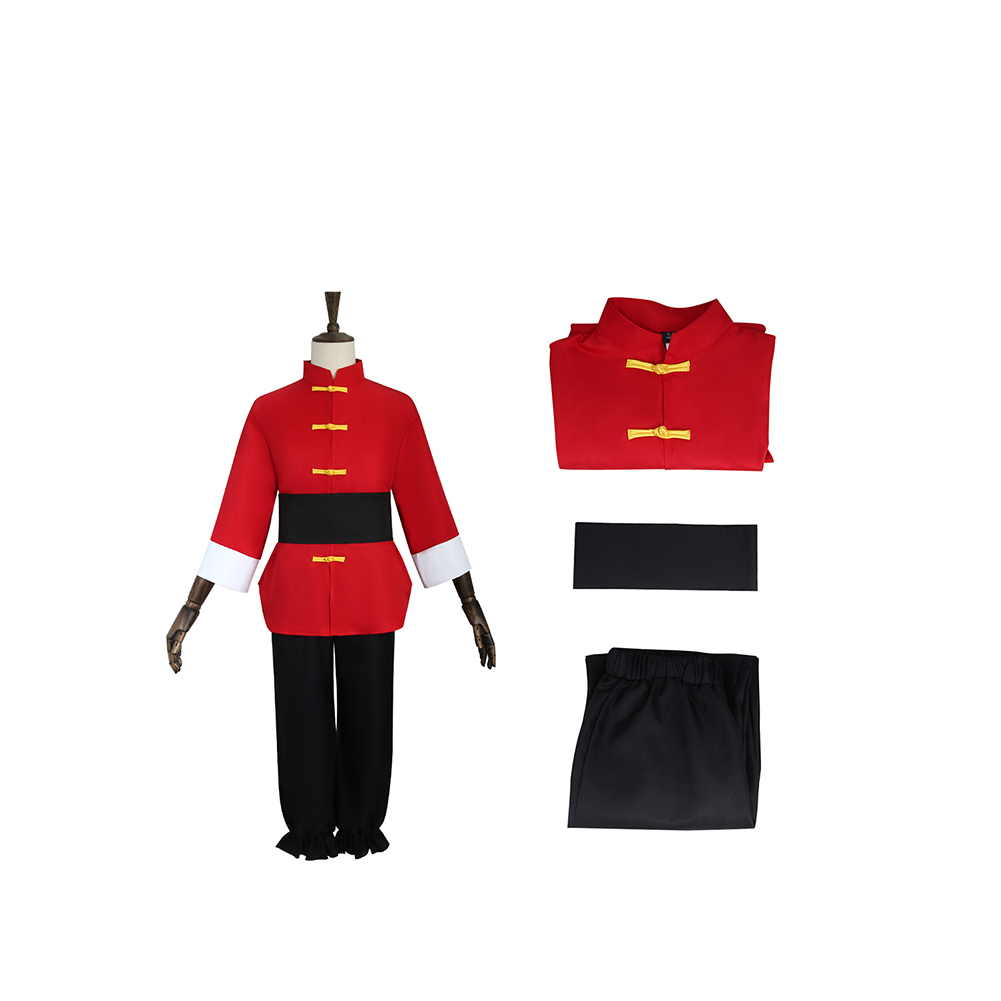 Ranma 1/2 Saotome Ranma Red Chinese Kunfu Outfits Halloween Carnival Party Cosplay Costume