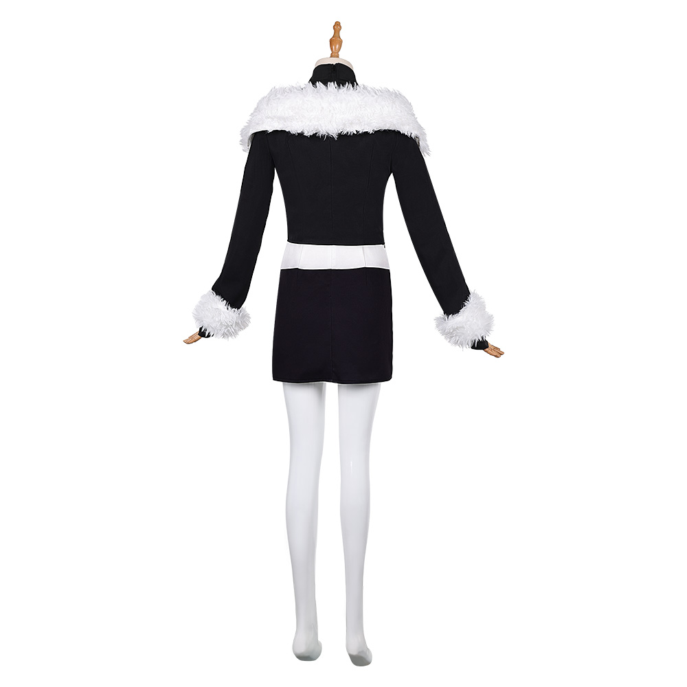 Hazbin Hotel Season 2 Velvette Black Fur Collar Dress Halloween Carnival Party Cosplay Costume