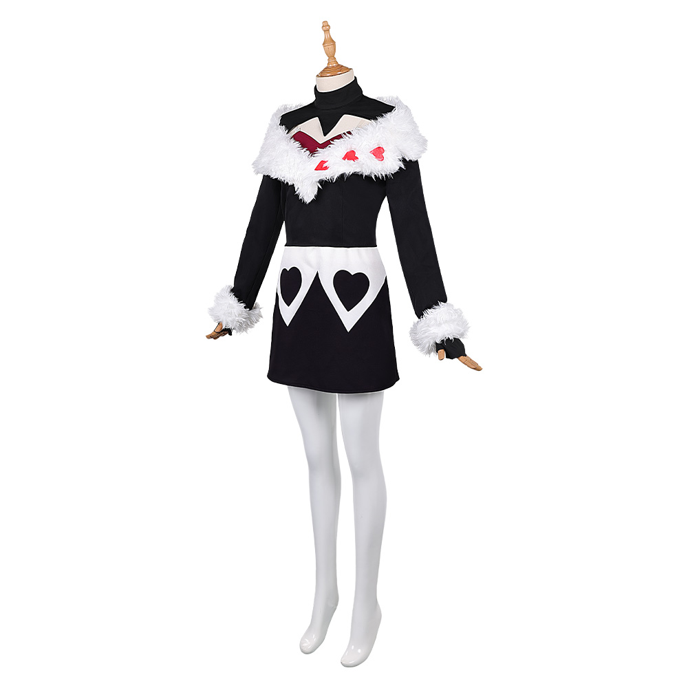 Hazbin Hotel Season 2 Velvette Black Fur Collar Dress Halloween Carnival Party Cosplay Costume