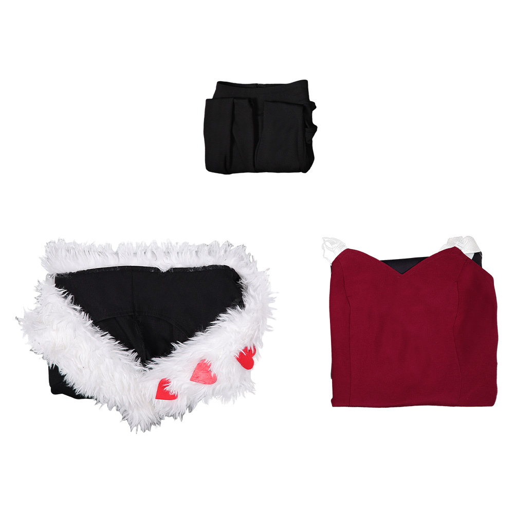 Hazbin Hotel Season 2 Velvette Black Fur Collar Dress Halloween Carnival Party Cosplay Costume