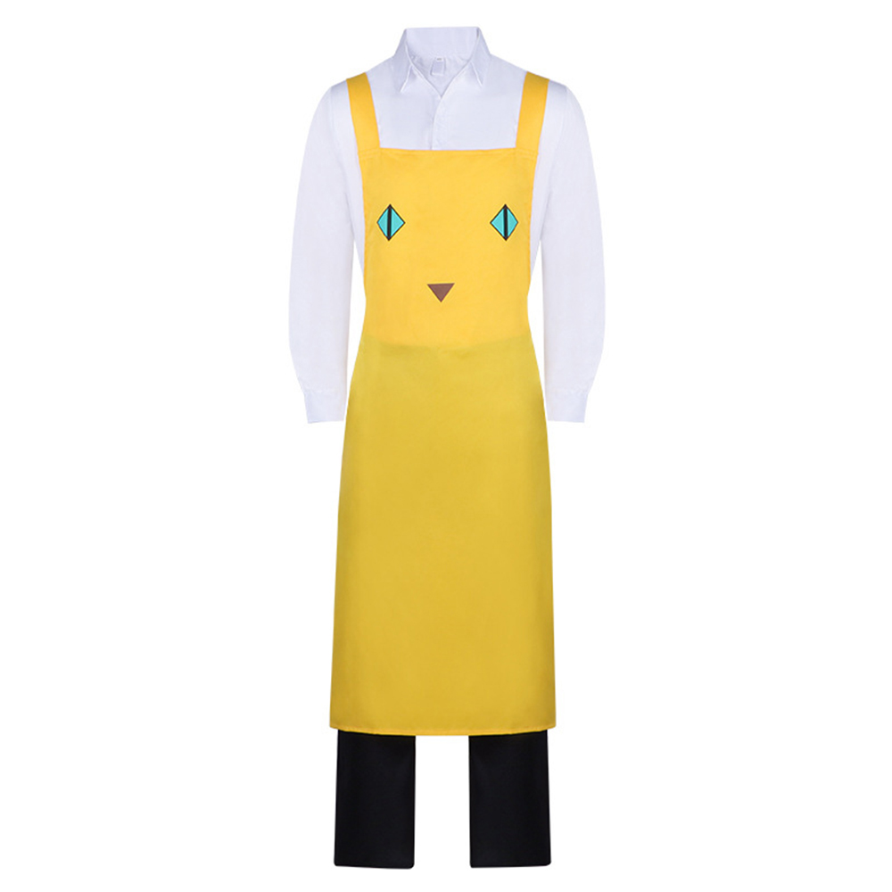 Nyaight of the Living Cat A Le Men Yellow Top Pants Apron Halloween Carnival Party Cosplay Costume