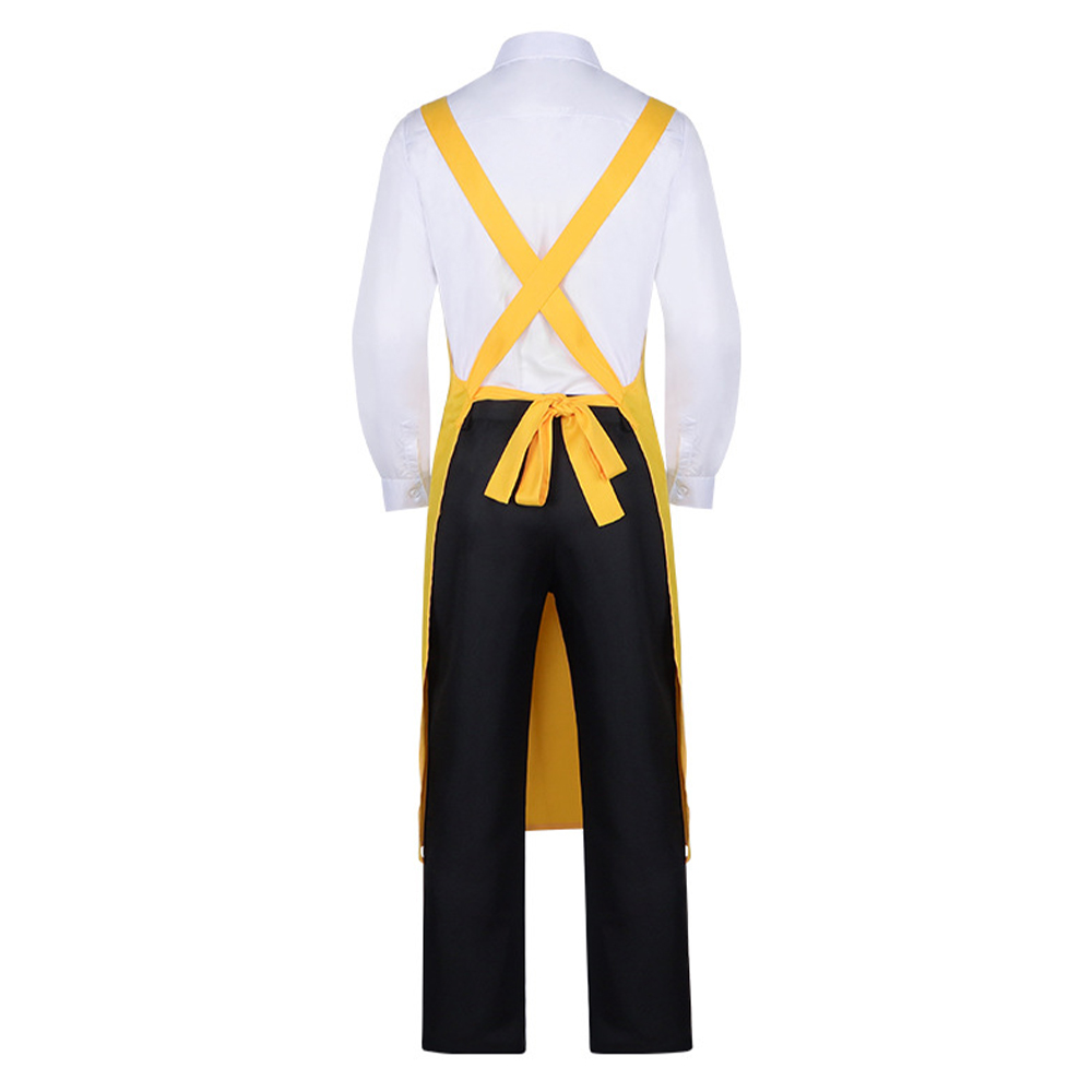 Nyaight of the Living Cat A Le Men Yellow Top Pants Apron Halloween Carnival Party Cosplay Costume