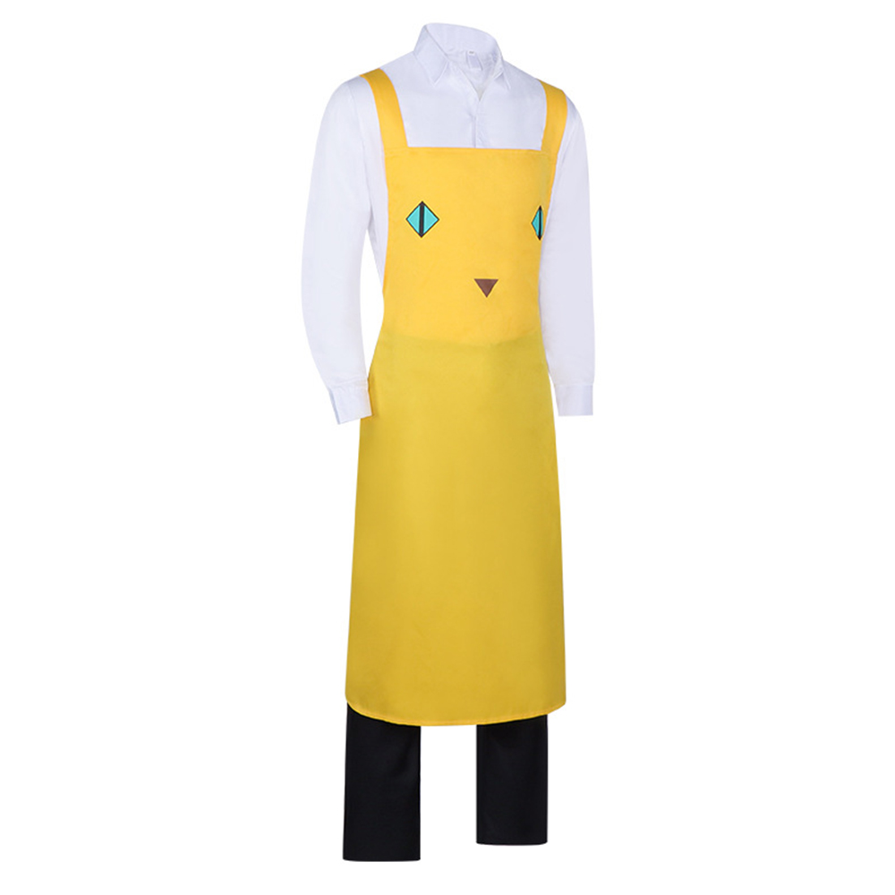 Nyaight of the Living Cat A Le Men Yellow Top Pants Apron Halloween Carnival Party Cosplay Costume