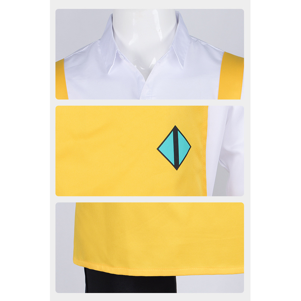 Nyaight of the Living Cat A Le Men Yellow Top Pants Apron Halloween Carnival Party Cosplay Costume