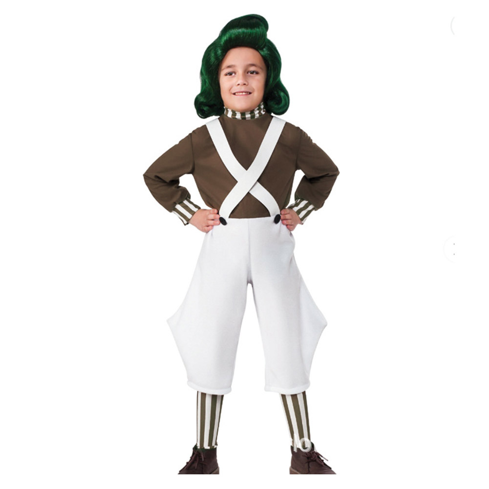 2023 Wonka Oompa Kids Children Outfits Halloween Carnival Suit Cosplay Costume