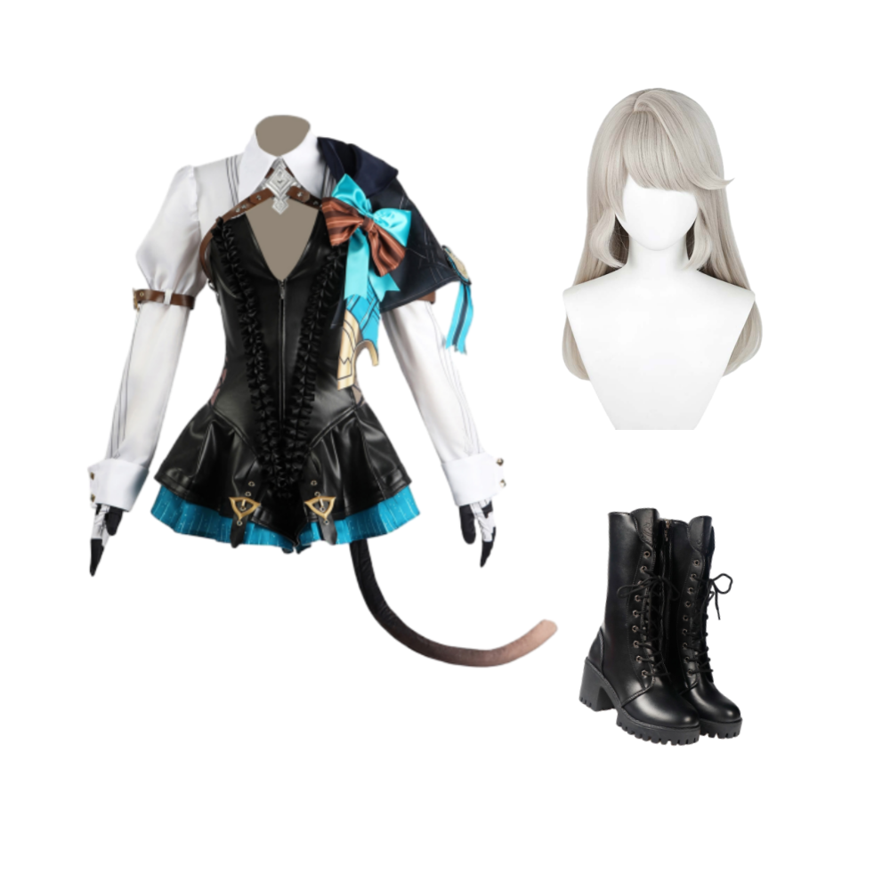 Game Genshin Impact Lynette Black Cat-Like Outfits Halloween Carnival Suit Cosplay Costume