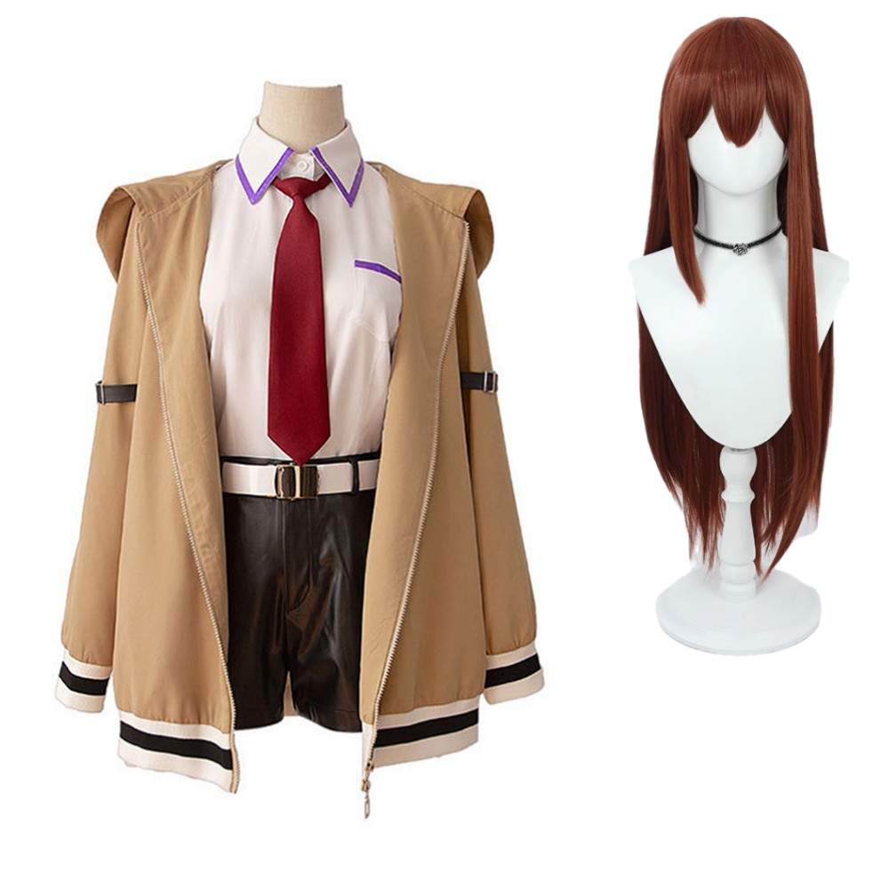 Steins Gate Kurisu Makise Women Brown Suit Outfits Halloween Carnival Cosplay Costume