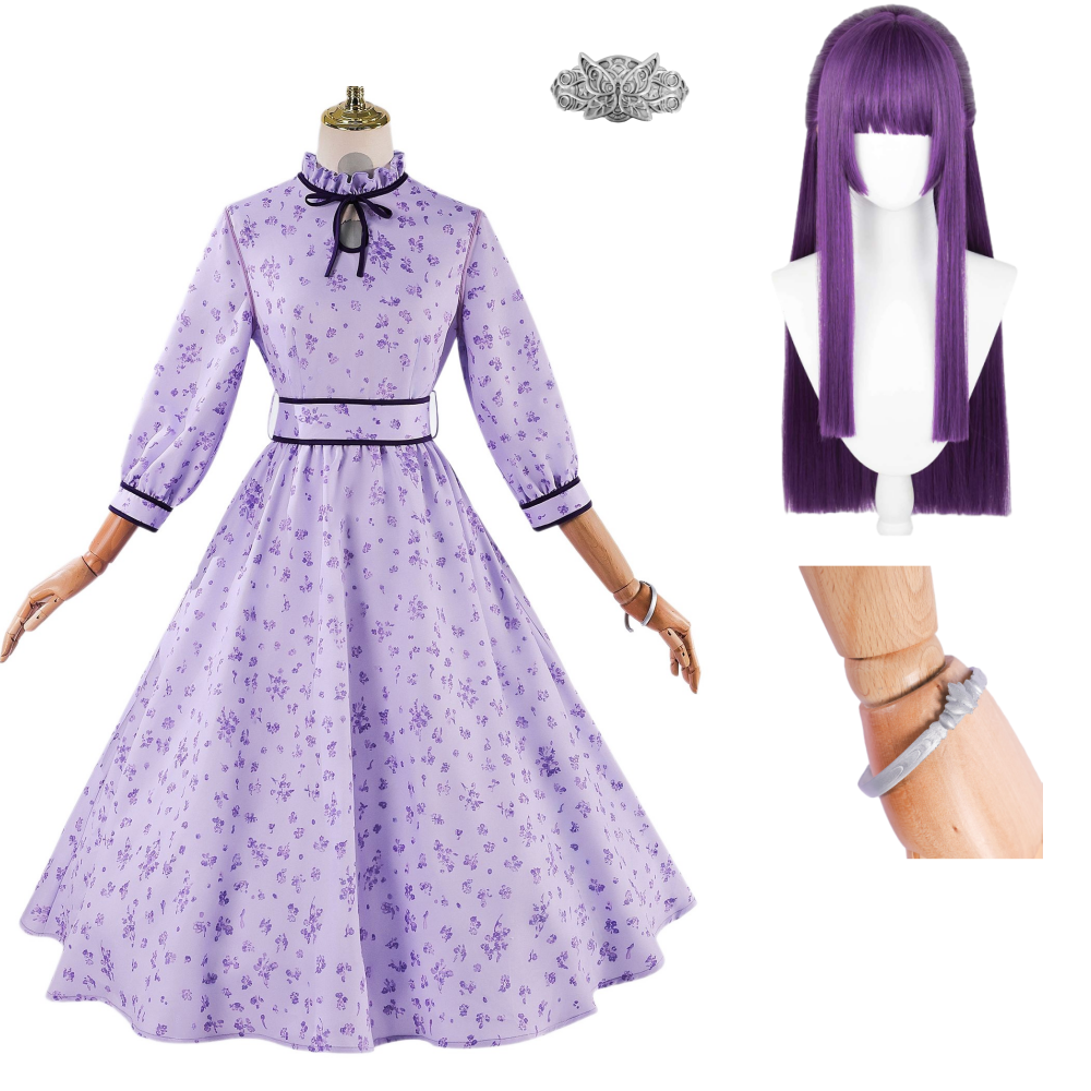 Frieren: Beyond Journey‘s End Fern Date Women Purple Dress Outfits Cosplay Costume