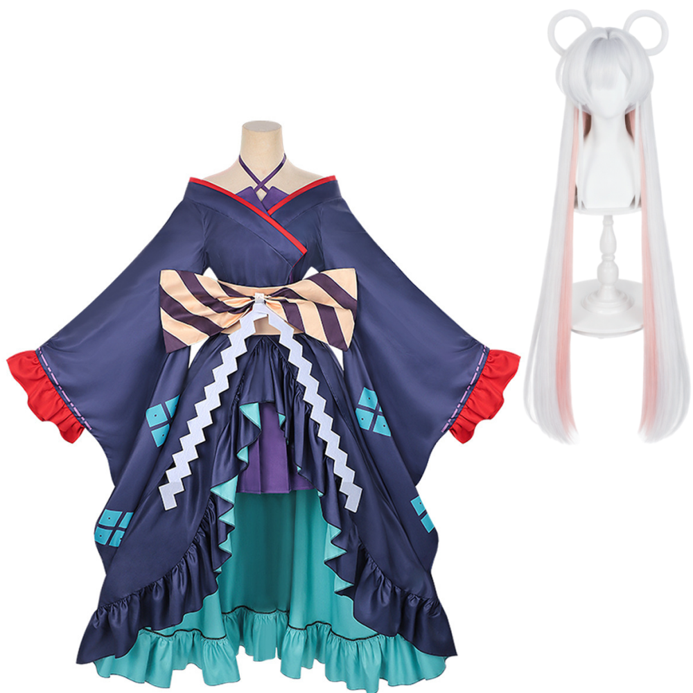 Cosmic Princess Kaguya Tsukimi Yachiyo Women Blue Kimono Outfits Halloween Carnival Cosplay Costume