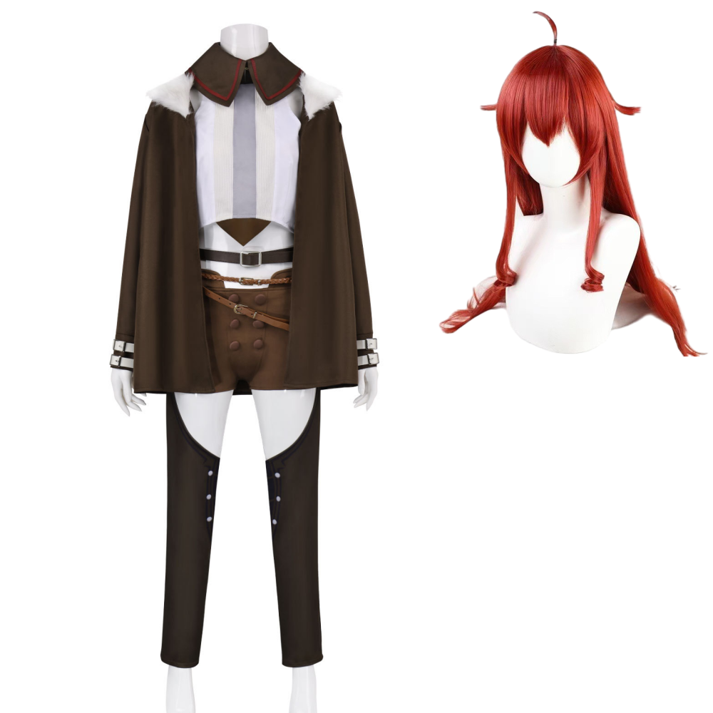 Mushoku Tensei Eris Greyrat Women Brown Outfit With Coat Halloween Carnival Cosplay Costume