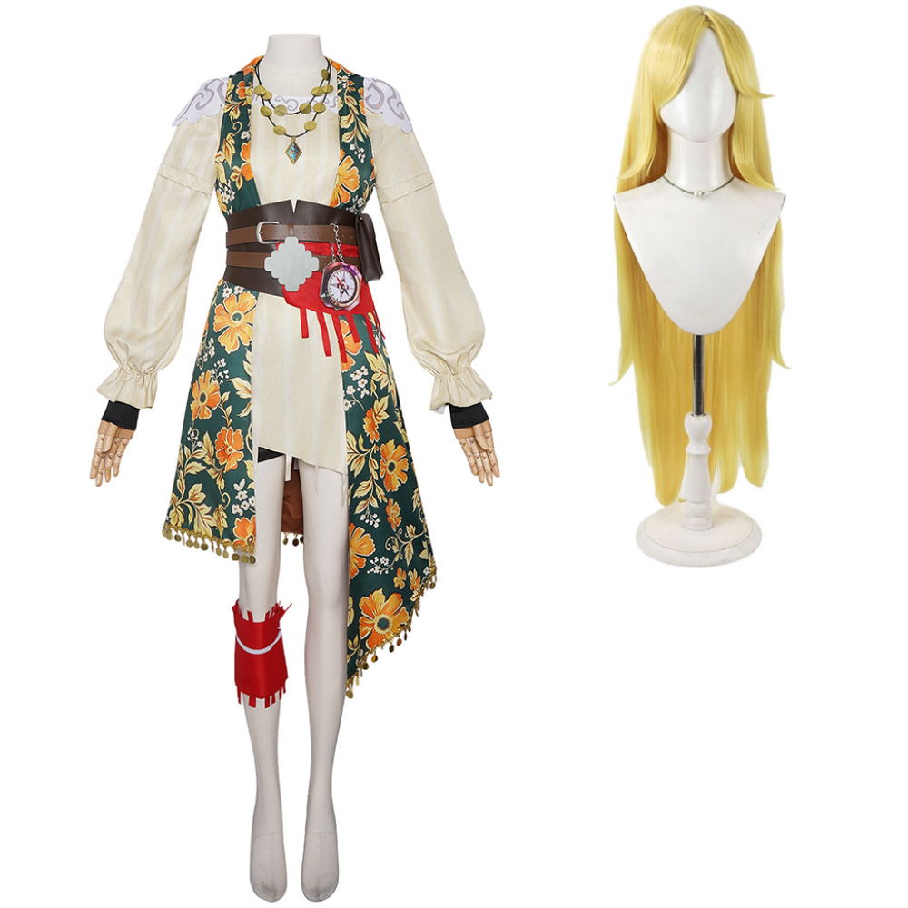 Sea of Remnants R.S Women Green Printed Pirate Costume Outfits Halloween Carnival Cosplay Costume